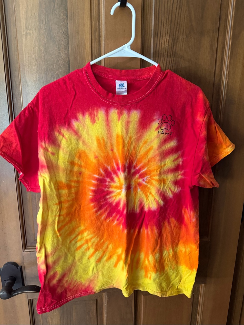 PAWZ  Tie-Dye Short Sleeve Tee - Red, Orange, Yellow